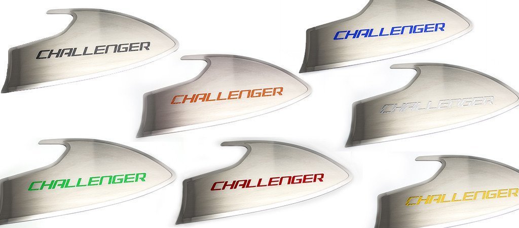"Challenger" Stainless Door Panel Covers 15-up Dodge Challenger - Click Image to Close